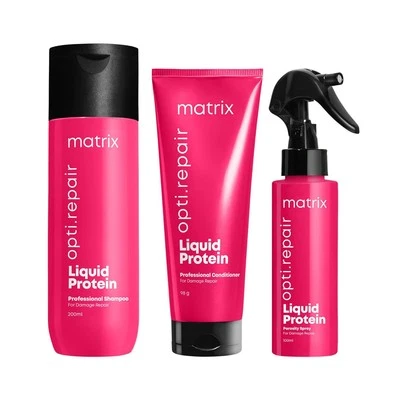 Matrix Opti.Repair Liquid Protein Shampoo Conditioner Porosity Spray Pack of 3