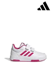 adidas White/Pink Tensaur Hook and Loop Trainers (T52882) | $65