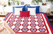 Handmade Patchwork 6 point Star FINISHED QUILT Great Patriotic colors