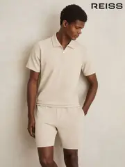 Reiss Stone Albany Textured Zip-Neck Polo Shirt (AM5311) | $135