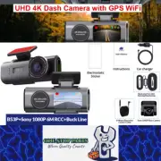 Dash Cam Dual Lens 4K Car Camera Night Vision Recorder WiFi GPS 24H Parking