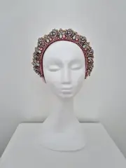 Miss Dakoda .Womens headband w metal rhinestone detail in Light Pink w earings