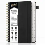 Spiral Address Book with Alphabetical Tabs, Leather Password Book, Address Organ