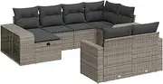 vidaxl Garden Sofa Set 10 Piece - Grey Poly Rattan Outdoor Modular Lounge with Cushions - Patio Furniture with Storage