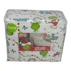 Dr Seuss The Grinch 3 Piece Twin Sheet Set Flannel White Max Christmas Holiday