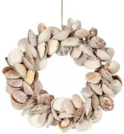 Scallop Shells Wreath Nautical Beach Home Decor Coastal Decorations 10"