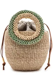 Aranaz Carmen Mini Raffia Bucket bag - Green ONE SIZE