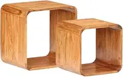 vidaXL Solid Acacia Wood Side Tables Set – Honey Finish, Square Shape, Modern Design, Durable and Stable, No Assembly Required