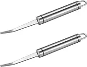 Pack of 2 Zester Tears, Grapefruit Spoons, Orange Peeler, Stainless Steel Curved Serrated Grapefruit Knife, Serrated Fruit Knife, Grapefruit Knife, Serrated Kitchen Knife, for Citrus Fruits