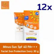 12x Minus Sun Facial Ivory SPF40 PA+++ UVA/UVB Protection Oil Control No Sticky