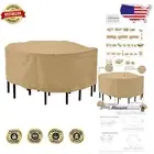 Terrazzo Water-Resistant Patio Set Cover - 94'' Round Table & Chair Protection