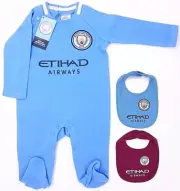 MANCHESTER CITY FC BABIES SLEEPSUIT BABY PRAM PLAY GROW BODYSUIT MCFC