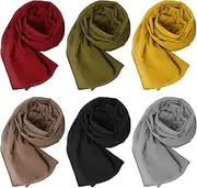 [Fivenl] Soft Chiffon Scarf for Women Chiffon Hijab Scarves Turbans Head Wrap Long Scarf Shawl for All Season