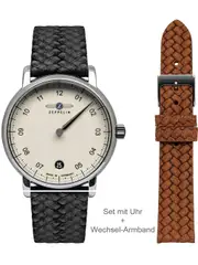Zeppelin 86435 White Dial Black Leather Womens Watch