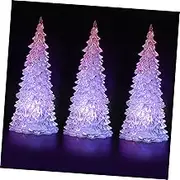 CHICAMPERA 3pcs LED Light Up Christmas Tree Color Changing Acrylic Tabletop Decor for Holiday Centerpieces Indoor Festive Decoration Energyefficient Illumination Vibrant Colors