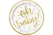 Oh Baby Shower Plates x8 Paper Unisex Party Tableware Decorations Supplies Set
