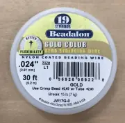 Beadalon Nylon Coated Gold Color Bead Stringing Wire - 19 Strands .024"