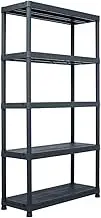 5 Tier Plastic Garage Shelving Unit Storage Outdoor Indoor Multipurpose Storage Unit Home Office Organizer Utility Rack, Black 250 kg 80x40x180 cm