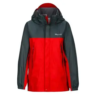 [特價] Marmot 美國 兒童 Precip防水外套 兒童 風雨衣 透氣 登山 健行 灰紅 50900-6888