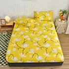 Yellow Color Print Home Bed Decor Set Fitted Sheet Single/Double/Queen/King Size