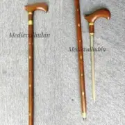 Antique Wooden Stick two Folding Wooden Walking Stick