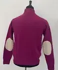 New Hugo Boss Sweater Logo S size Burgundy Purple Wool 1/4 Zip Pullover