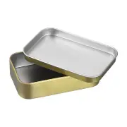 1Pcs 3.7x2.4x0.9Inch Metal Tin Box Containers, Storage Box with Lid, Light Gold
