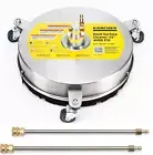 Pressure Washer Surface Cleaner, 3 Wheels, 2 Extensions Wands, QC, 15" - 4000 PS