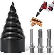 APIOLO Wood Splitter Drill Bit-3 Drilling Handles, Log Splitter Drill with 50MM Cones for Heavy Duty Detachable, Firewood Drill Bit Set Suitable for Family Heating, Camping, Woodworking