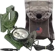 Cammenga Official US Military Phosphorescent Lensatic Compass, Olive Drab Accurate Waterproof Hand Held Compasses with Pouch for Hiking Camping Navigation Survival Backpacking Orienteering