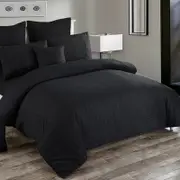 Fabric Fantastic Seersucker Super King Size Black Quilt/doona/duvet Cover Set