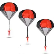 3 Pcs Parachute Toys for Kids, Tangle Free Outdoor Flying Parachute Men Toys for 3 4 5 6 7 8 9 10 Year Old kids Red
