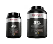 New MUSASHI 100% WHEY Protein Powder 900g - 2KG Range Chocolate Milkshake