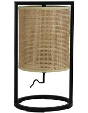 [Oriel Lighting] Mandalay Table Lamp With Rattan Shade Black