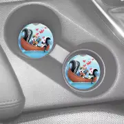 PEPE LE PEW & PENELOPE CUSTOM RUBBER CAR COASTERS SET (2)