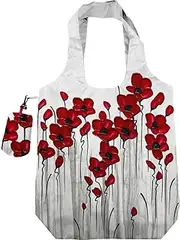 Poppy Mpressions Shopping Bag | Durable And Reusable | For Groceries Everyday Essentials | Australian Artist Poppy Design | Remembrance Gift | Compact Eco-Friendly | Souvenir Bag with Artwork