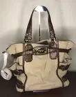 MICHAEL KORS Gansevoort Natural Hemp Canvas Mocha Brown Leather Shoulder Bag NWT