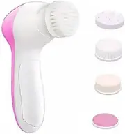 Happyyami 1Pc Electric Face Brush with Brush Heads Deep Cleansing Facial Exfoliator for Men and Women Portable Pore Cleaner Pink for Home and Travel Use