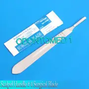 10 STERILE SURGICAL BLADES #20 FREE + SCALPEL KNIFE HANDLE #4