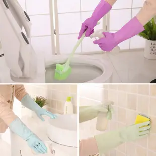 防水乳膠手套 家務手套 莫蘭迪色-單色 洗碗手套 家用清潔手套 家事手套 居家手套 彩色橡膠【B804】