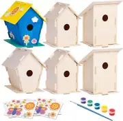 Neliblu 6 DIY Wooden Birdhouses - Kids Bulk Arts and Crafts Set, Crafts for Adul