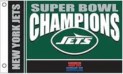 Team Sports America NFL New York Jets Multi-Win Superbowl Champions 3x5 Flag for Outside with Grommets | Outdoor & Indoor | Heavy Duty Flag & Banner | Works with Flag Pole for Outside House