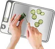 Chopping Board Stainless Steel | Non-Stick Chopping Board Stainless Steel | Double Sided Food Grade Kitchen Supplies with Sharpener Grater for Fruit Vegetable Meat