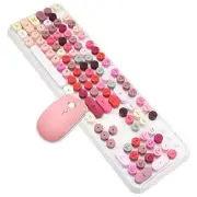 Wireless Retro Keyboard Cute Mouse Combo, 2.4GHz USB Wireless Typewriter