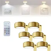 Picture Lights for Wall, Magnetic Led Painting Light, Painting Frame Lights, Art Lighting for Paintings Wireless, Magnetic Rechargeable Led Wireless Spotlight (Gold,6 pcs)