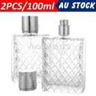 2X 100ML Refillable Perfume Atomizer Empty Flat Glass Spray Bottle Containers OZ
