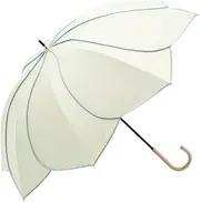 ビコーズ(because) Because B-938235 Long Umbrella, PU Bicolor Ruffle, White