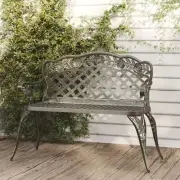 Metal Garden Bench Cast Aluminium 108cm Weather Resistant Outdoor Furniture