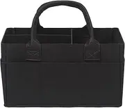 Sammy & Lou Collapsible Black Felt Storage Caddy, Divided Design To Keep Diapers, Wipes And Changing Items Organized, Two Handles, 12 in x 6 in x 8 in
