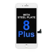 Aftermarket LCD Screen with Steel Plate for iPhone 8 Plus - White with Tool Kit
